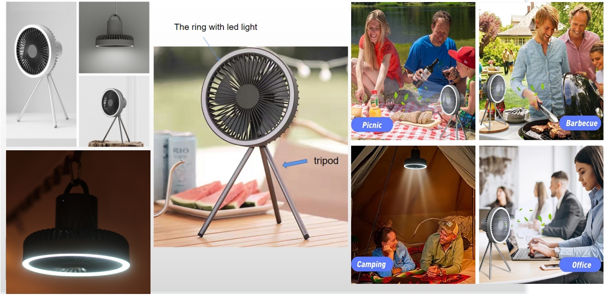Portable Camping Fan with LED Light