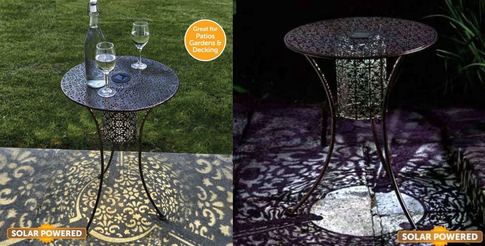 Metal Garden Table with Solar Light